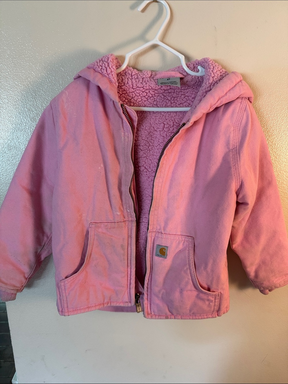 Carhartt Kids Pink Hooded Sherpa Jacket